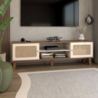 Imagem de Rack para TV Até 75 Polegadas Retro 2 Portas Pinho/Off White - Panorama Móveis