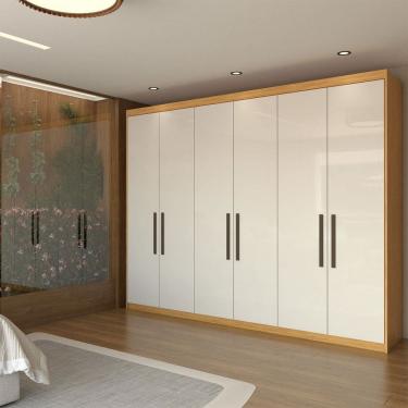 Imagem de Guarda-Roupa Casal Closetto 6 Portas 4 Gavetas 100% Mdf Cinamon/Off-White - Panorama Móveis