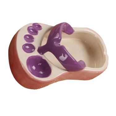 Imagem de Ymiko Suporte para Batatas Fritas, Acessórios de Charcutaria Prato de Lanche de Cerâmica Fofos Chinelos Em Formato de Louça e Acessórios para Lanche, Salgadinhos, Molho de Soja (Roxo)