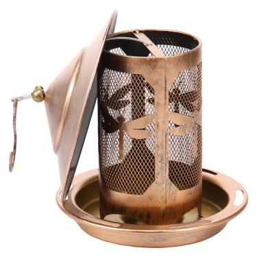 Imagem de Alimentador de pássaros à prova de esquilos de metal para pendurar ao ar livre com orifício de drenagem, refil fácil para jardim, varanda externa (Bronze, 1)