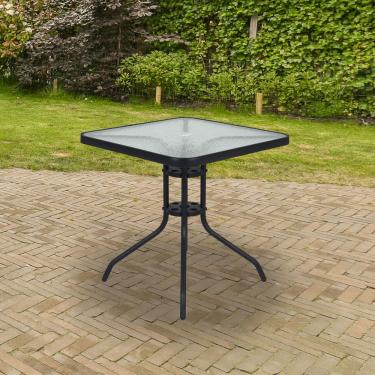 Imagem de Mesa para Jardim com Tampo de Vidro Quadrada Petrópolis Bel - Preto