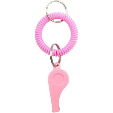 Imagem de Apito esportivo rosa com alça de pulso ajustável - som de alta frequência para treinadores, árbitros e esportes de equipe, apito de emergência de plástico durável para futebol, beisebol e segurança ao