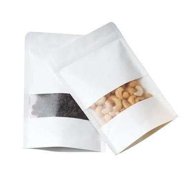 Imagem de Saco Stand Up Pouch Branco Fosco C/Visor de Plástico Transparente - 50un(18x26)