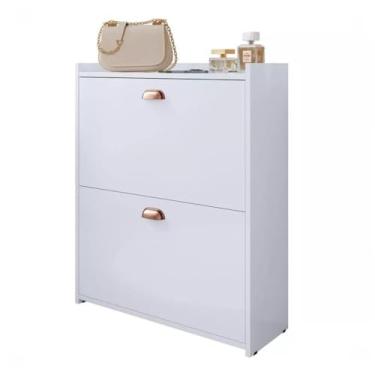 Imagem de Sapateira Organizadora Fechada, Closet 2 Gavetas Basculantes 2 Porta Organizadora 12 Pares Quarto Hall de Entrada Multiuso(Branco)