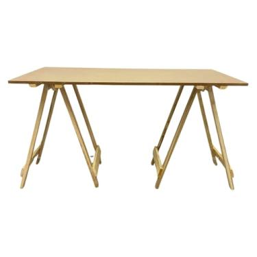 Imagem de Mesa Cavalete Desmontável em MDF Cru e Madeira Eucalipto – Portátil e Versátil para Eventos e Escritórios