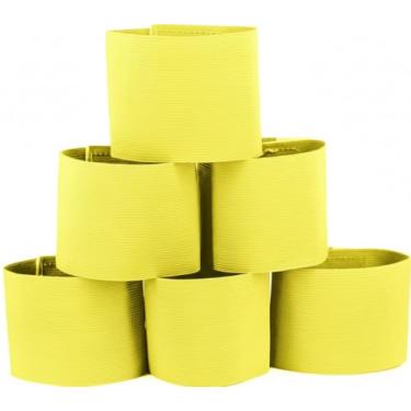 Imagem de Wrzbest Braçadeira de Capitão Futebol Futebol Rugby Capitão Braçadeiras para Jovens e Adultos, Design Antiqueda - Pacote com 6 (6 Amarelos/Não C)