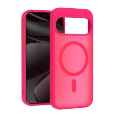 Imagem de ZCDAYE Capa para Google Pixel 10 Pro XL compatível com Magsafe, capa de telefone transparente fosca à prova de choque anti-impressão digital para Google Pixel 10 Pro XL (6,8 polegadas), vermelho rosa