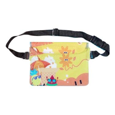 Imagem de Bolsa de cintura de telefone PVC ajustável alça de cintura grande capacidade fechamento seguro para natação praia passeios de barco atividades aquáticas (amarelo)