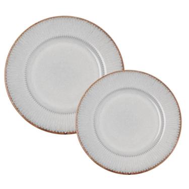 Imagem de Aparelho De Jantar Jogo Pratos Kit 12 Peças Linear Rustico