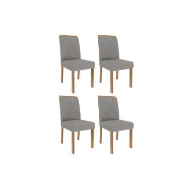 Imagem de Kit 4 Cadeiras Sala Jantar Fernanda Wood 4 Un Carvalho-linho Grafite - Cimol