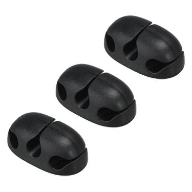 Imagem de 3 clipes organizadores de cabos para mesa, 3 compartimentos de silicone adesivos, organizador de cabos para cabo de carregamento USB, preto