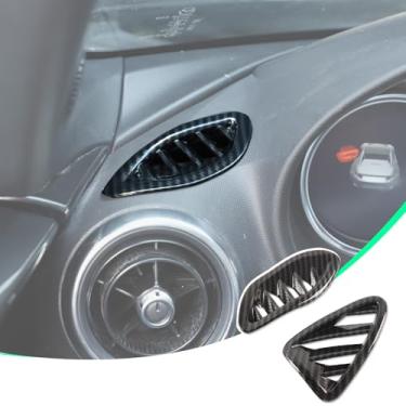 Imagem de Adesivos decorativos com moldura externa de ar condicionado para saída de ar condicionado em fibra de carbono, compatível com Mazda MX-5 2016+ acessórios de proteção interior de cobertura de saídas de