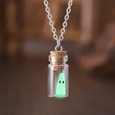 Imagem de Conjunto de joias de Halloween para mulheres, colar com pingente de garrafa fantasma Drift, brincos pendurados, acessórios de bijuteria de fantasia de Halloween, one size, Liga de aço, Sem Pedra