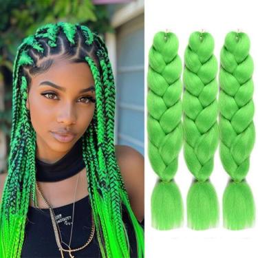 Imagem de Extensões de cabelo WOME Synthetic Jumbo Braids 24 polegadas Lime