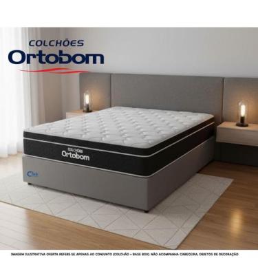 Imagem de Conjunto Cama Box Casal 138x188 Suede Blindada com Colchão Ortobom Ele