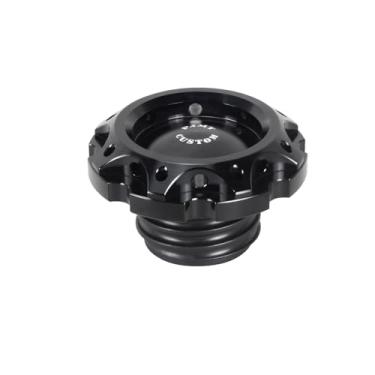 Imagem de PJMTCUSTOM Tampa preta do tanque de combustível a gás com estrelas cortadas em CNC com rosca do dedo direito serve para Harley Davidson Sportster Softail Dyna Touring