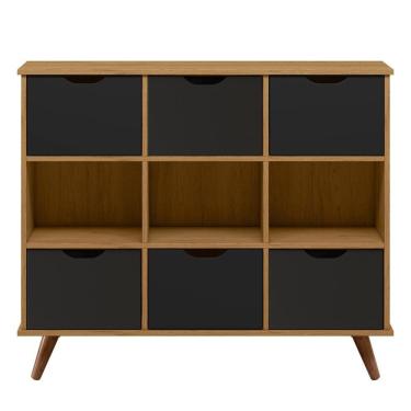 Imagem de Nicho Organizador Retrô 6 Gavetas Freijó/preto - Qmovi