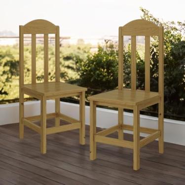 Imagem de Kit com 2 Cadeiras De Jantar Madeira Maciça Safira Nogueira sem Estofado