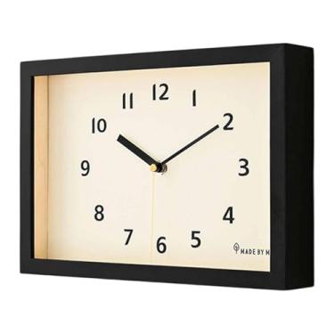 Imagem de MotiveTech Relógio de parede silencioso decorativo prático fácil mostrador relógio de mesa decoração para casa cozinha estudo quarto sala de aula, Preto
