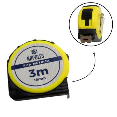 Imagem de Trena  3 metros profissional emborrachada com trava fita de aço Suporte para Cinto Alta Precisão