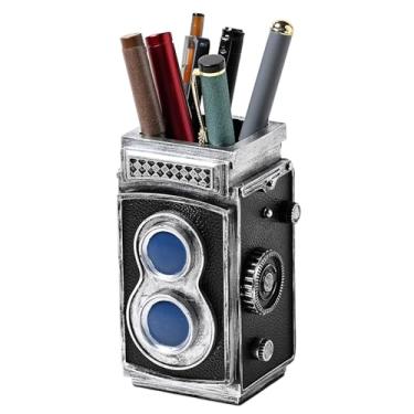 Imagem de HDMbigmi Suporte de caneta para câmera, pincel de maquiagem, organizador retrô de resina para escritório, escola e casa (preto)