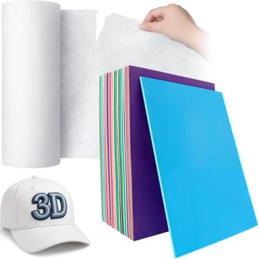 Imagem de Hahafelt 30 peças 23 x 30 cm grande bordado espuma 3D puff espuma com 1 rolo 30,5 cm x 50 m rasgado máquina de bordar estabilizador para bonés, roupas, jaquetas, bolsas, costura manual