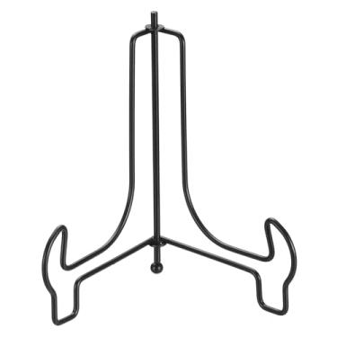 Imagem de Suporte de placa de 15 cm para exibição, suportes de placa decorativa de ferro, cavalete dobrável para bandeja de livros, moldura de foto, arte de mesa, preto