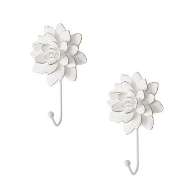 Imagem de Ganchos de parede decorativos Guichifun em forma de flor, 2 peças bran