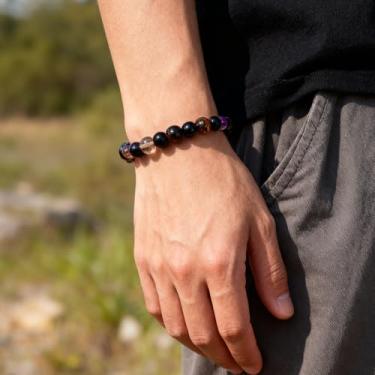 Imagem de Pulseiras com contas de olho de tigre para casal, joias elásticas de cristal de cura unissex, acessório de moda para equilíbrio de energia, 18cm, Pedra, Sem Pedra Preciosa