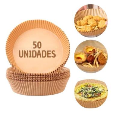 Imagem de Kit Forma de Airfryer Descartável Redonda 1L Papel Fritadeira Forro An