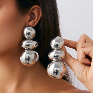 Imagem de Brincos femininos prateados com pingente espiral grosso exclusivo minimalista, joias presentes de amizade para mulheres, presentes de Natal