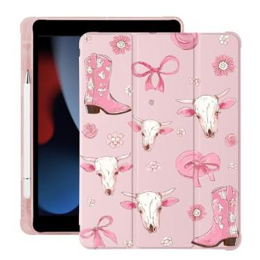 Imagem de BlHMCASE Lindo laço de vaqueira ocidental para iPad Air 11 polegadas 7ª/6ª geração (M3/M2) 2025/2024 com suporte para lápis, hibernar/despertar automático, capa traseira de TPU macio de couro rosa