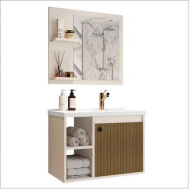 Imagem de Conjunto Gabinete c/ Espelheira e Cuba p/ Banheiro 60cm Adonis Pérola 
