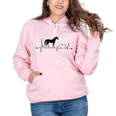 Imagem de Blusa Moletom Feminina Cavalo Bolso Canguru Capuz Conforto - Campero, 