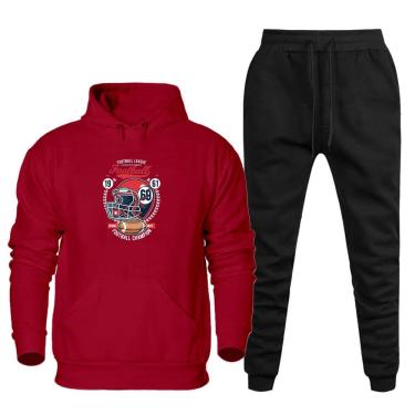 Imagem de Conjunto Moletom Plus Size Tamanho Grande Canguru Capuz Estampado Com Calça Basica Cordao Ajustavel