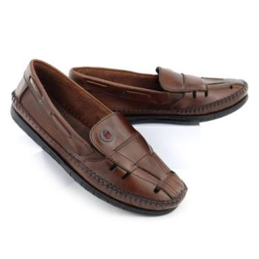 Imagem de Sapatilha Masculina Vazado De Couro Granado, Conhaque, 42