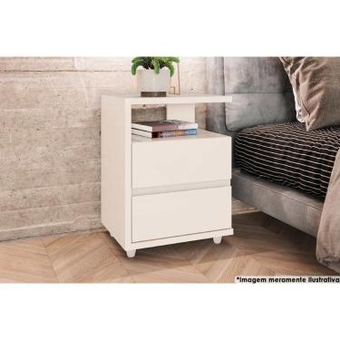 Imagem de Mesa De Cabeceira Solteiro Campeche C/ 2 Gavetas Off White - Henn