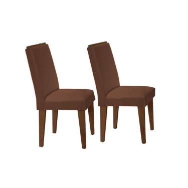 Imagem de Cadeira Sala de Jantar Lunara Madeira Kit 2 Un Capuccino/Veludo Marrom - Rufato