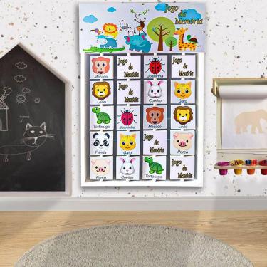 Imagem de Jogo Da Memória Em Mdf Fixação Na Parede Animais L12 - Criança Feliz