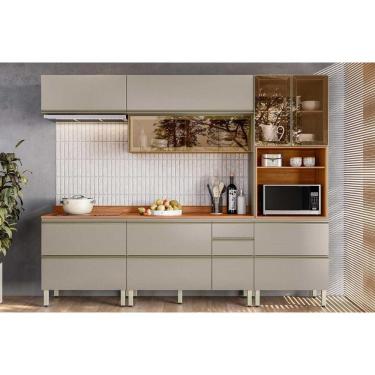 Imagem de Cozinha Completa Proença 5 Peças (2aéreos+2balcões+1paneleiro) C5p124 Nogueira Touch-nude Prime - Demóbile