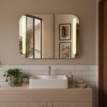 Imagem de Espelheira Retangular 50x70cm Touch Led 3000k Crys espelho lapidado