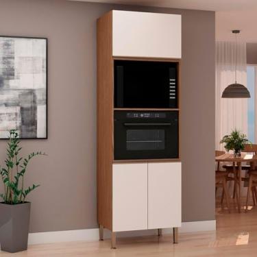 Imagem de Armário De Cozinha Genialflex Conecta 2 Fornos Ébano Branco