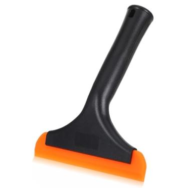 Imagem de Pequeno rodo de silicone, limpador de porta de vidro e chuveiro de 14 cm, lâmina de água automática com alça antiderrapante para para-brisas de carro, espelho e bancada (preto)