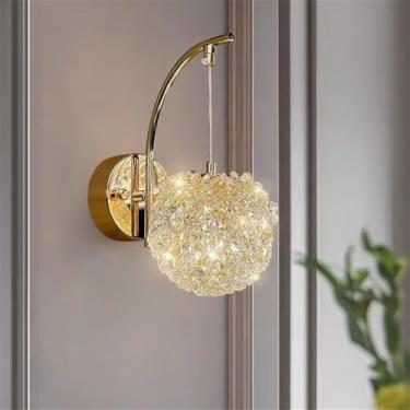 Imagem de Luminária de parede moderna e luxuosa em cristal com LED, ideal para sala de estar, quarto, cabeceira, casa de campo, hotel, escritório, escada e corredor (Estilo 38 A D12CM)