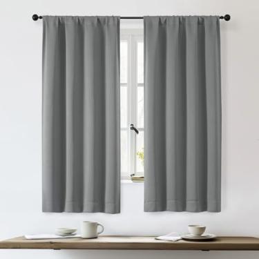 Imagem de OWENIE Cortinas blackout cinza claro Sally para quarto de 153 cm de comprimento, 2 painéis, cortinas de tratamento de janela com bolso de haste com isolamento térmico sólido, L 101 x C 150 cm, cinza