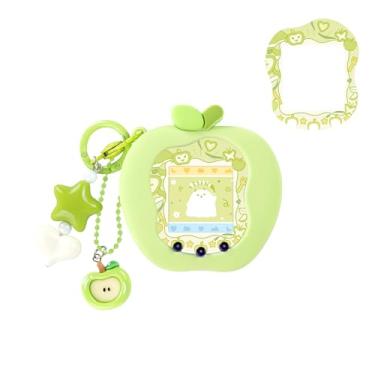 Imagem de BUBBLELOGUS Apple Bubble Protective Case for Tamagotchi Uni - Soft TPU Silicone Cover with Faceplate & Charms Set, Anti-Scratch & Waterproof (Green)