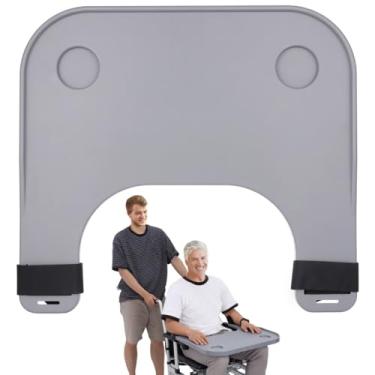 Imagem de Bandeja de colo removível para cadeira de rodas para idosos, porta-copos, bandeja de cadeira de rodas com acessórios de mesa de cadeira de rodas alargados e espessos para jantar, leitura e descanso