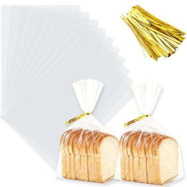 Imagem de ZHEWTOEN 100 sacos de celofane transparentes de 17 x 25 cm com laços coloridos, sacos de plástico para guloseimas para doces, biscoitos, pipocas, pequenos embrulhos de presente, lembrancinhas de festa