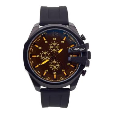 Imagem de ED HARDY Relógio masculino preto com mostrador redondo 50445BB-42-D02
