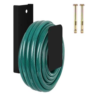 Imagem de CroBlissful Suporte de mangueira de jardim suporte de parede para mangueira de água de jardim cabide de linha de metal comporta mais de 100 pés suporte resistente para cabos de extensão expansíveis